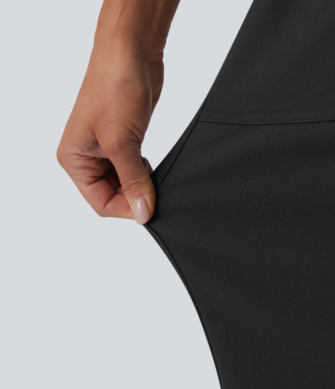 Pantalon casual droit taille haute avec poches