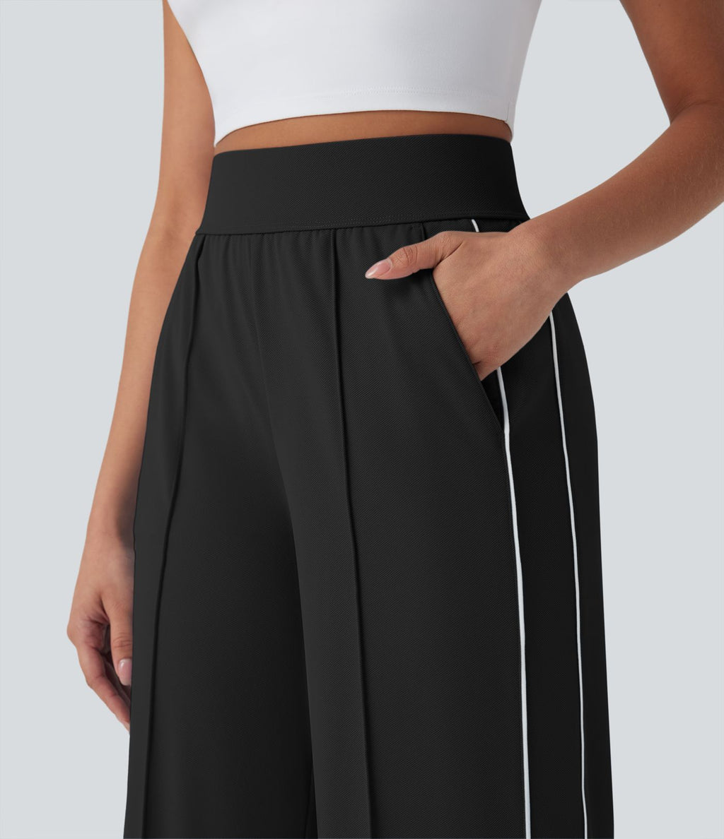 Pantalon d’entraînement taille haute, jambe droite à séchage rapide avec poches, UPF40+