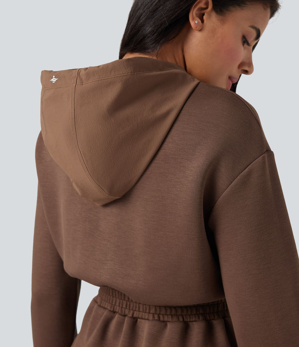 Robe active SpacerTek™ mini à capuche, manches longues, avec cordon de serrage et poches