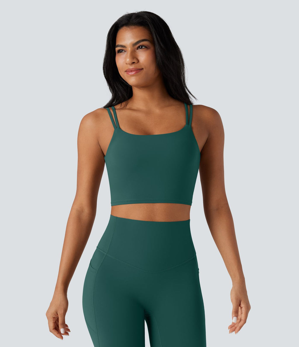 Débardeur yoga court Halara UltraSculpt™ double bretelles torsadé dos nu