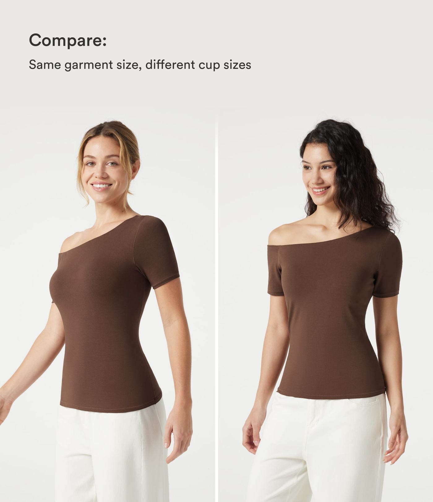 T-shirt casual Halara en jersey de coton asymétrique brassière intégrée bonnets B à DD