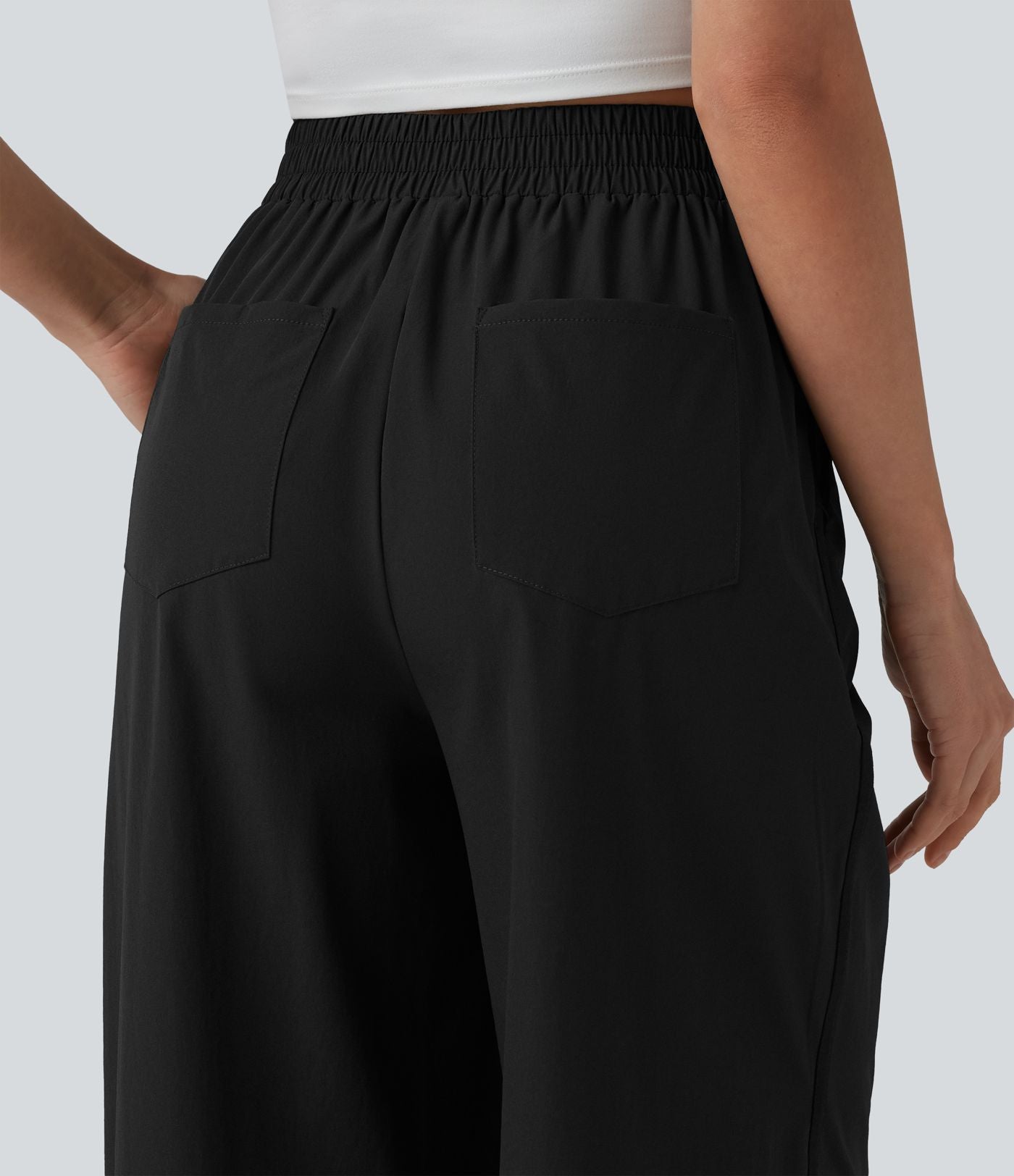 Pantalon large taille haute avec poches
