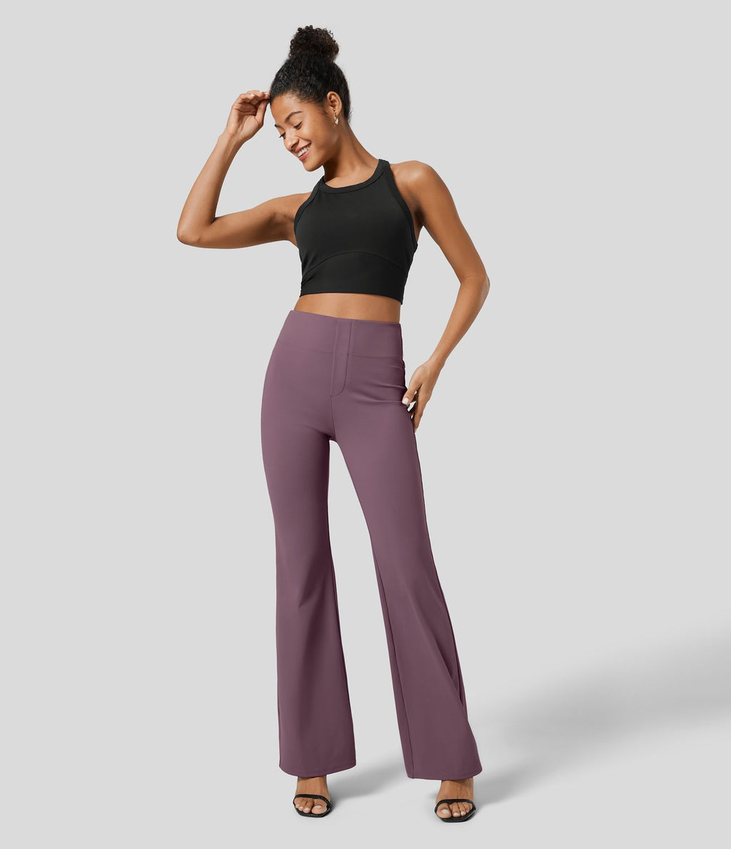 Pantalon tailleur légèrement évasé taille haute avec poches arrière Halara Flex™