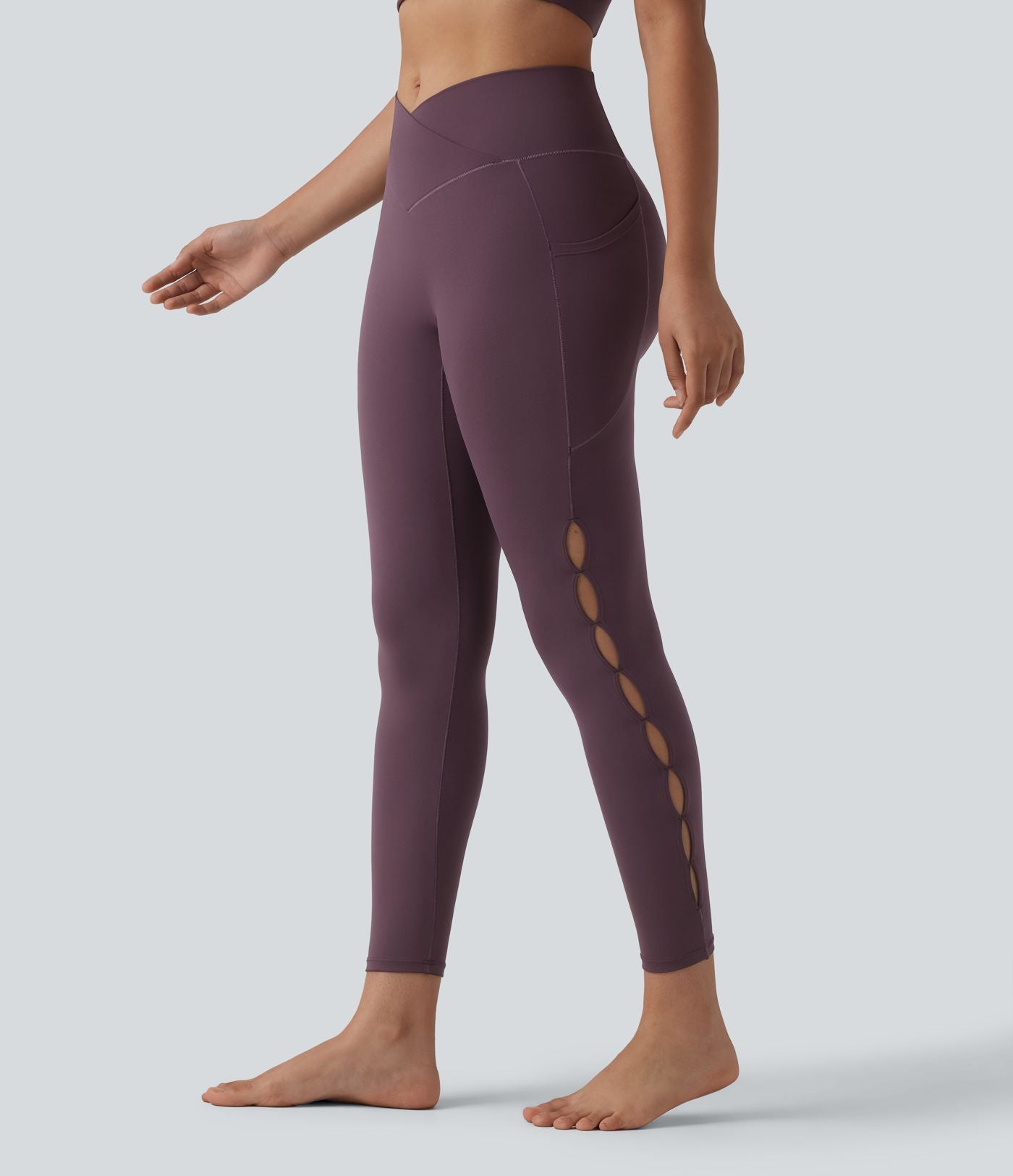 Legging de yoga SoftlyZero™ 7/8 taille haute croisée découpes avec poches - UPF50+