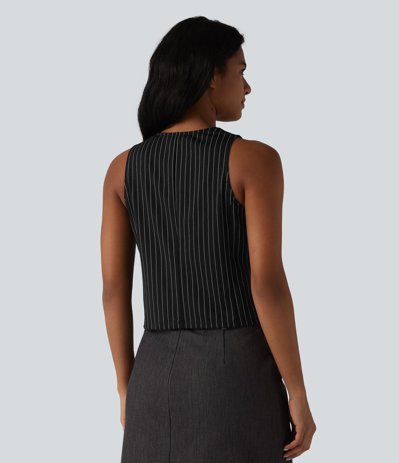 Gilet tailleur rayé à col en V et effet frais InstantCool