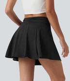 Jupe de tennis mini 2-en-1 gainante froncée taille haute en SoftlyZero™ à séchage rapide avec poches