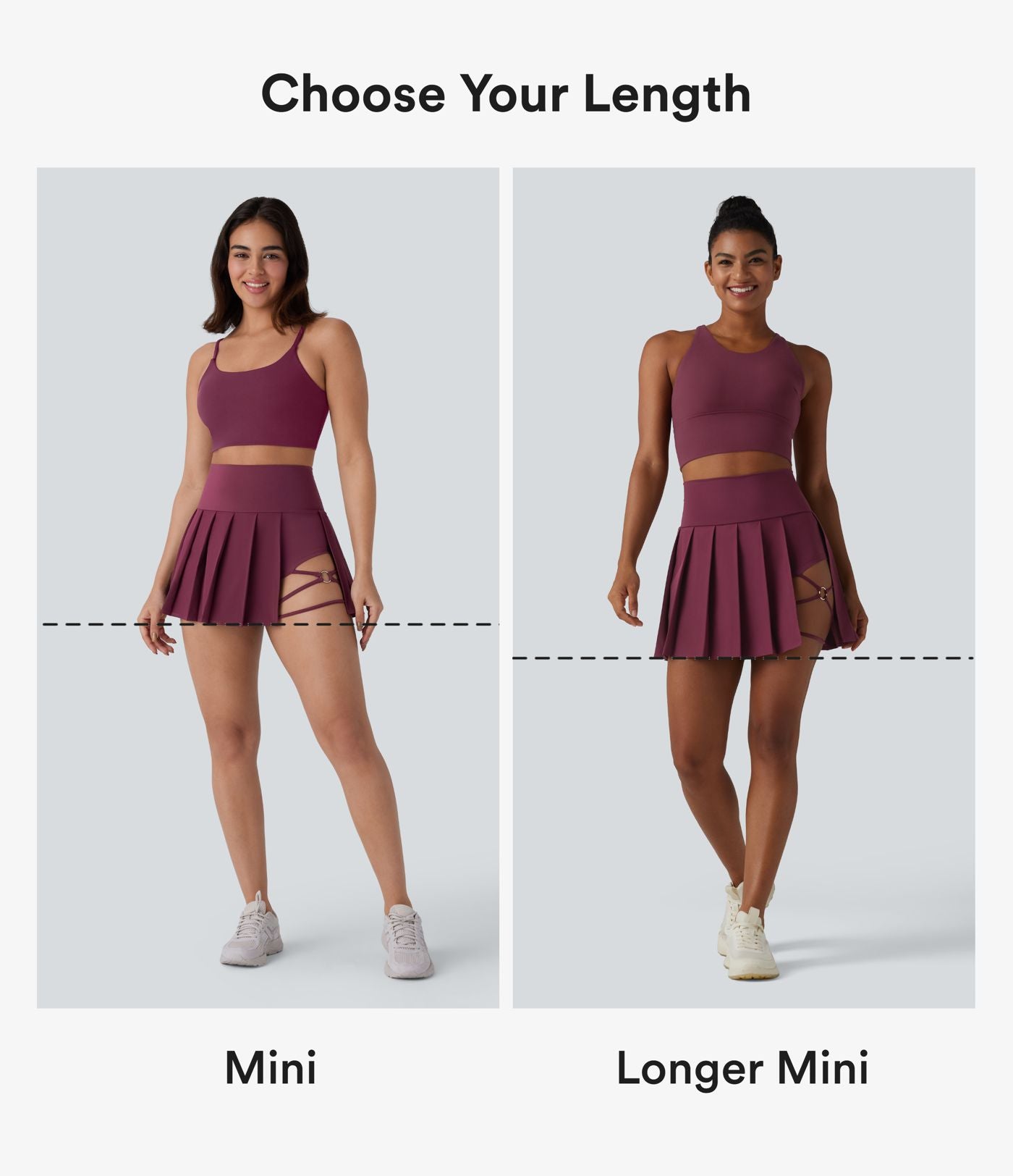 Jupe de danse courte plissée 2-en-1 Breezeful™ taille haute séchage rapide avec ourlet asymétrique et poches – Version longue