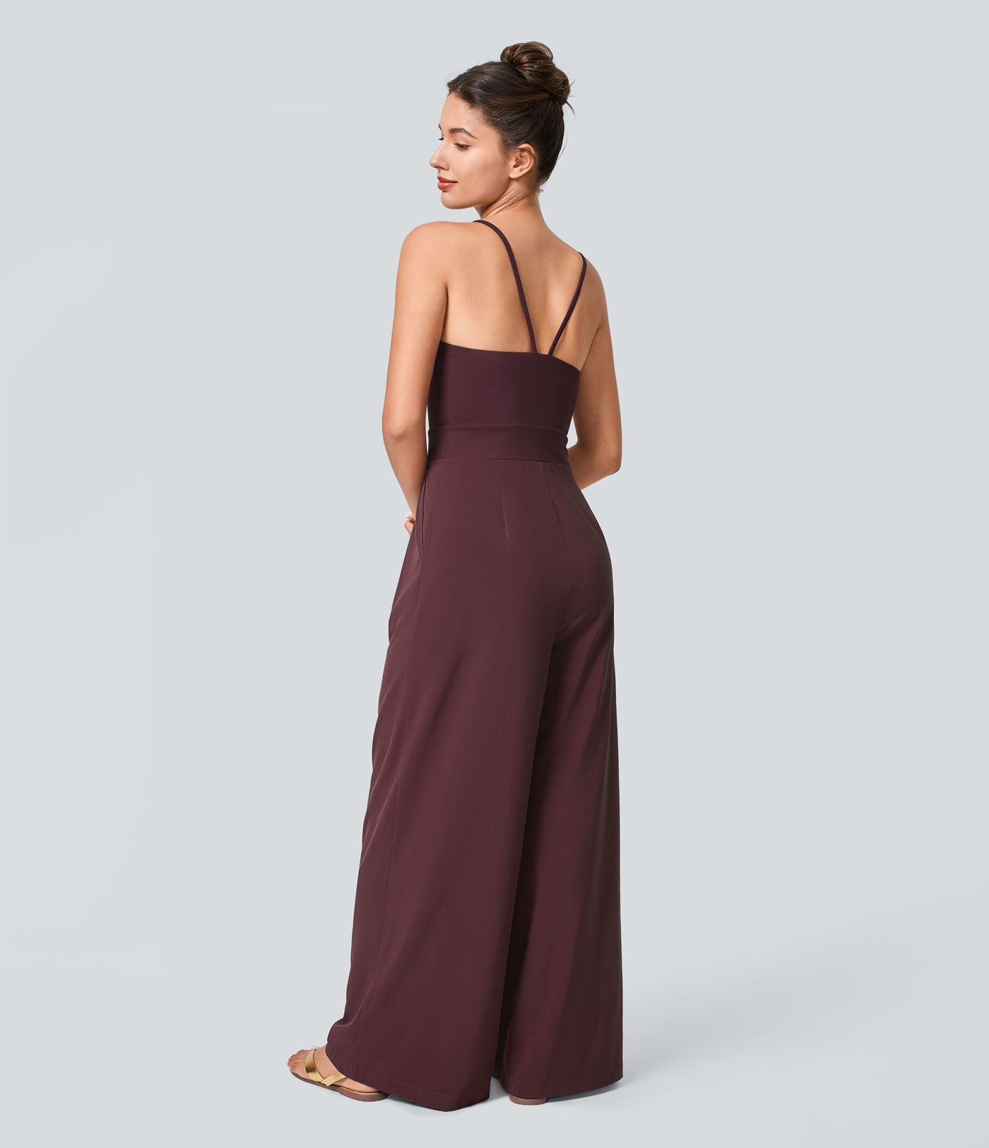 Breezeful™ Combinaison Dos Nu Poche Zippée Invisible Sur le Côté Jambe Large Séchage Rapide