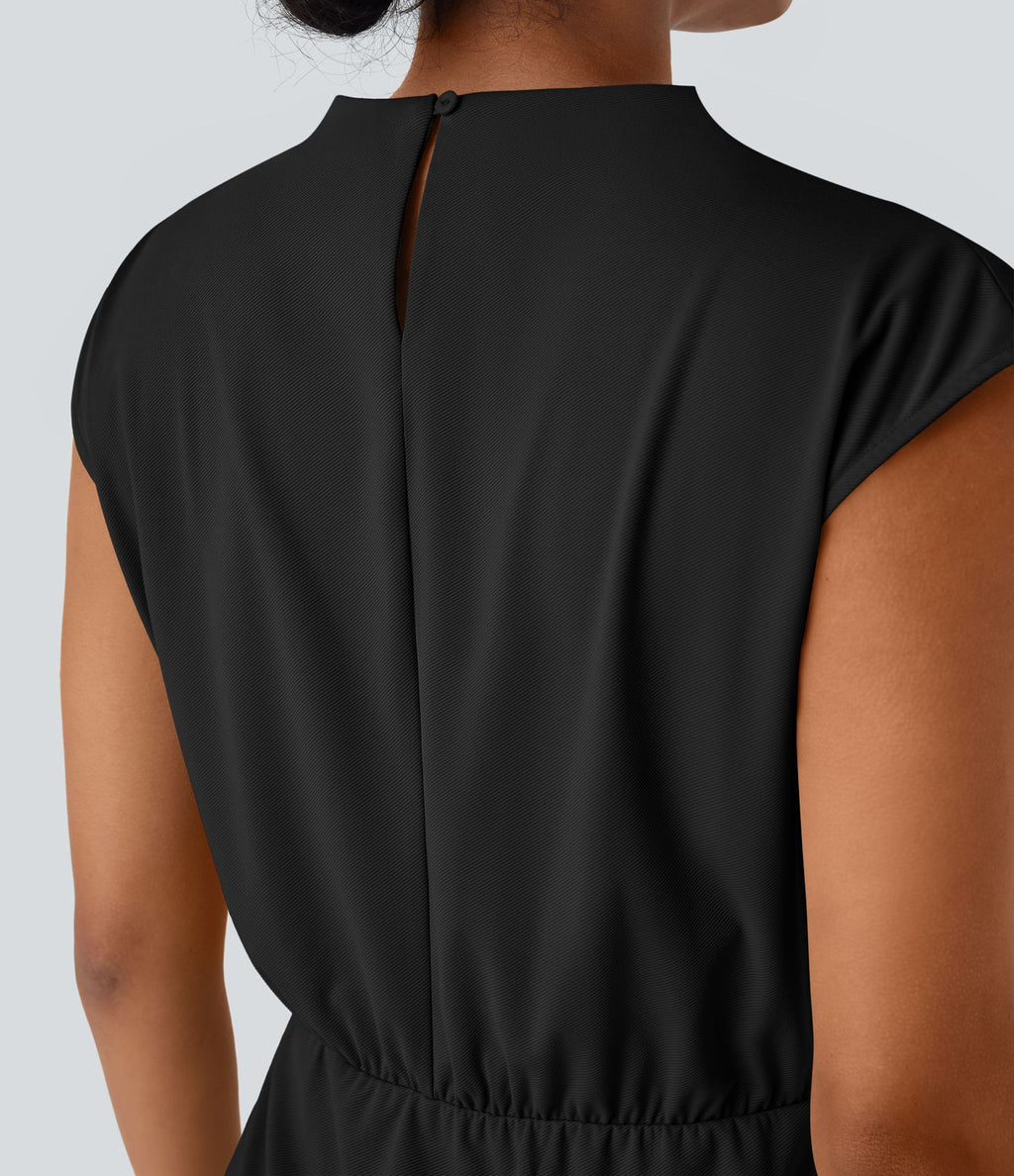 Robe de travail courte 2 pièces col montant manches courtes séchage rapide avec poche-UPF40+