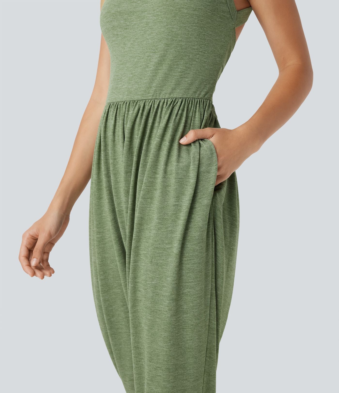 Combinaison sarouel décontractée dos nu torsadé avec brassière intégrée et poches - Édition Easy Peasy