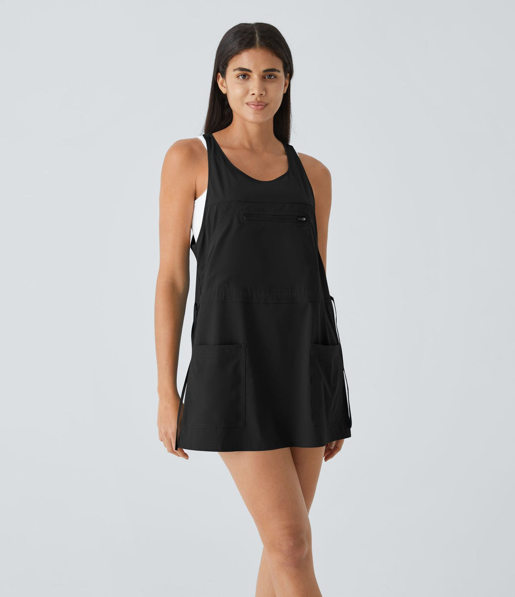 Breezeful™ Robe Sport Randonnée Mini Séchage Rapide 2 Pièces Dos Nu Poches Multiples Cordon de Serrage