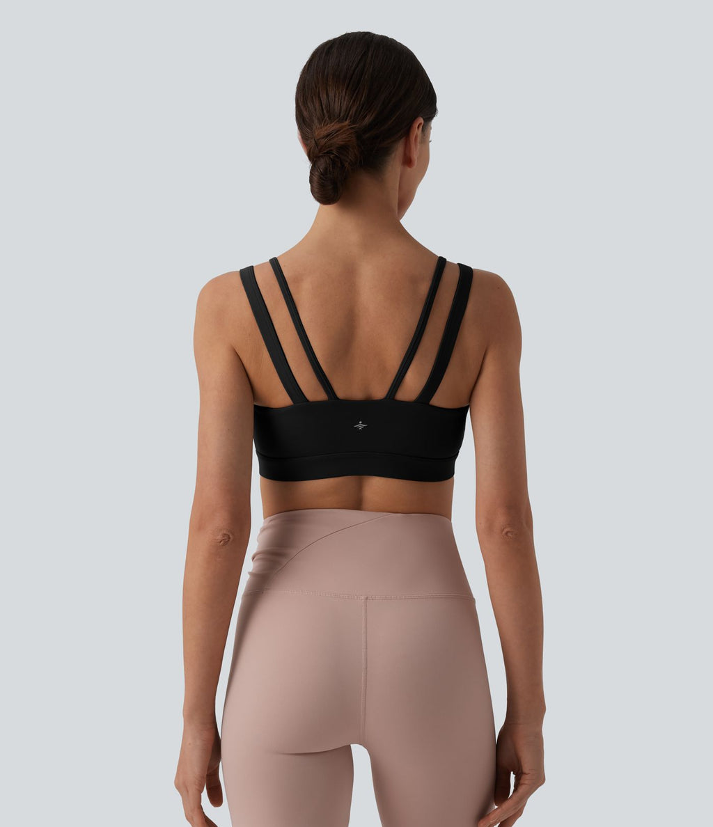 Brassière de sport SoftlyZero™ Airy yoga dos nu à double bretelles maintien léger effet frais InstantCool, protection solaire UPF50+