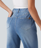 Jean droit taille haute Halara Flex™ délavé avec poches
