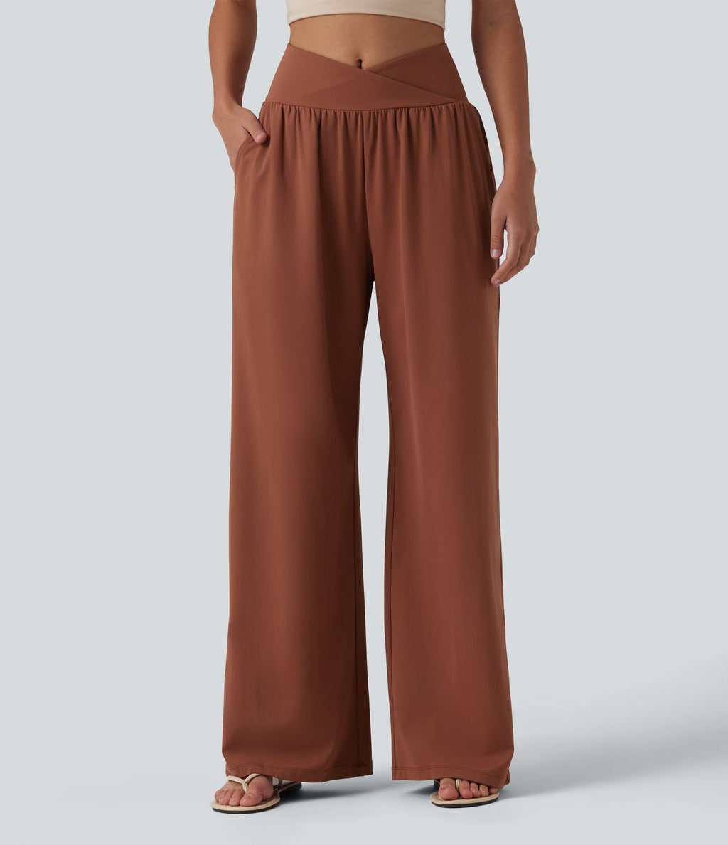 Pantalon ample décontracté SoftlyZero™ Airy taille haute croisé effet frais InstantCool avec poches