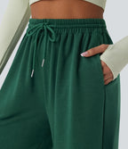 Jogging de running taille haute avec poches et cordon de serrage