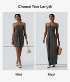 Robe longue dos nu col licou avec nœud et poches