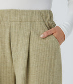 Pantalon décontracté large côtelé, taille haute, avec poches