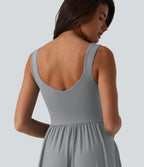 Robe longue fluide sans manches avec brassière intégrée (Bonnets E-G) et poches