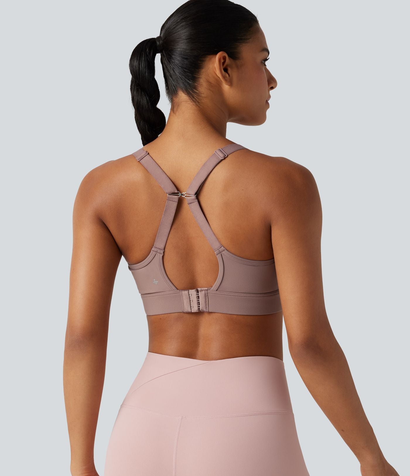 Brassière de sport d'entraînement maintien moyen col U dos nu avec boucle ajustable et [coque moulée 3D]