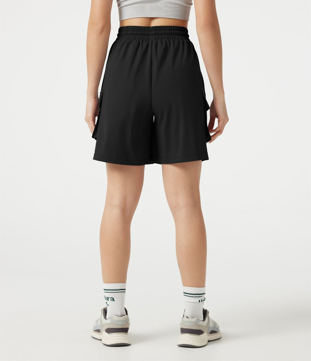 Short cargo bermuda de sport taille haute à cordon de serrage avec poches