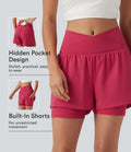 Short de yoga 2-en-1 taille haute croisée en SoftlyZero™ Airy à effet frais InstantCool 12,5 cm avec poches
