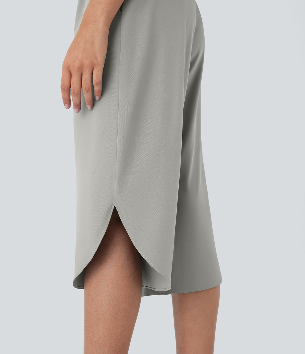 Pantalon capri de vacances Breezeful™ taille haute croisée avec poches latérales, fente et séchage rapide