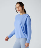 Haut de sport yoga col rond manches longues froncé - UPF50+