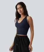 OneForm Seamless Flow Débardeur de yoga crop dos nu croisé décolleté en V profond avec soutien-gorge intégré
