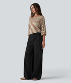 Pantalon large taille haute avec poches