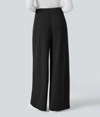 Pantalon tailleur large taille haute en crêpe avec poches Halara Flex™