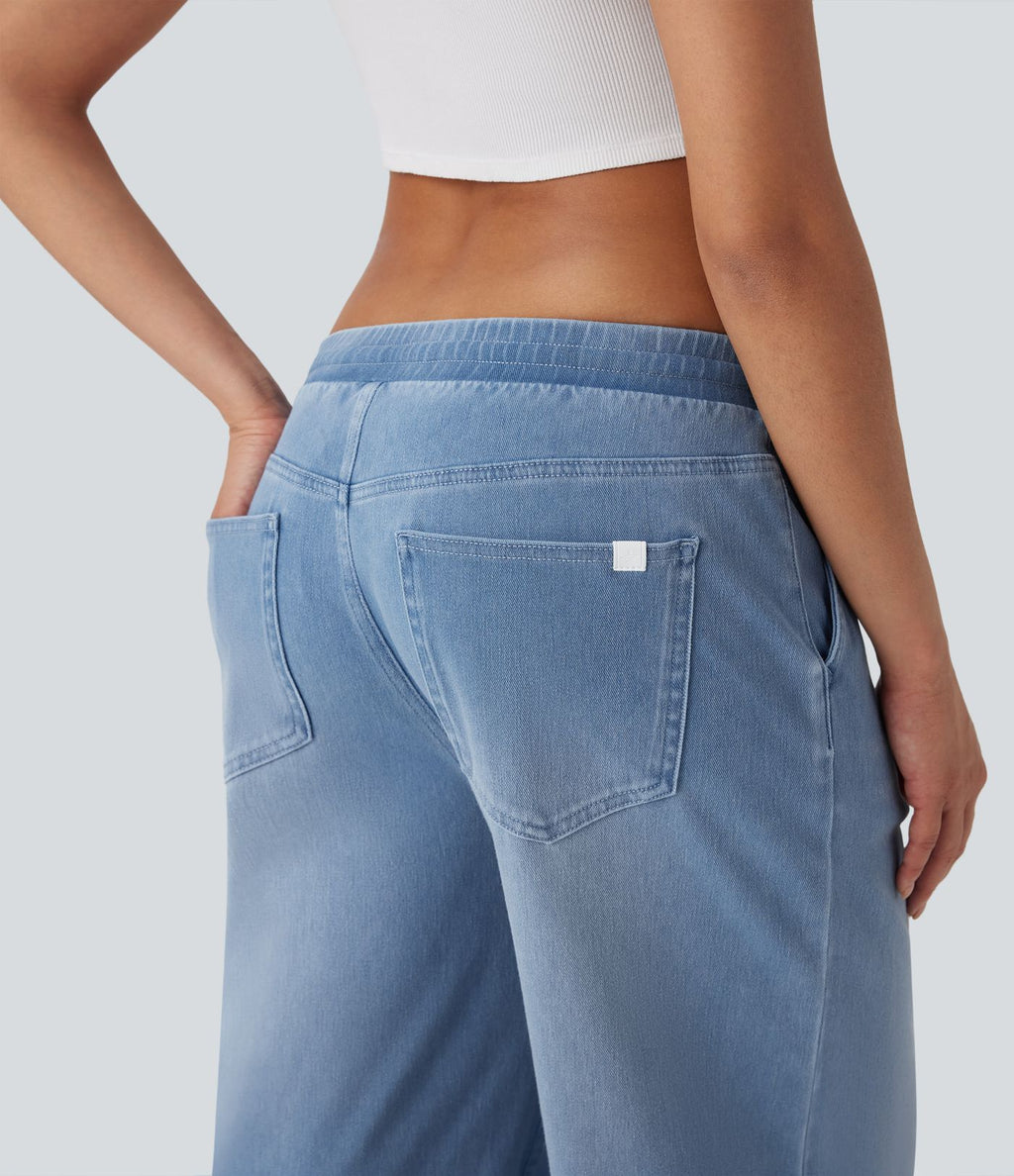 Jean ample en denim extensible à taille basse avec cordon Halara Flex™ avec multiples poches