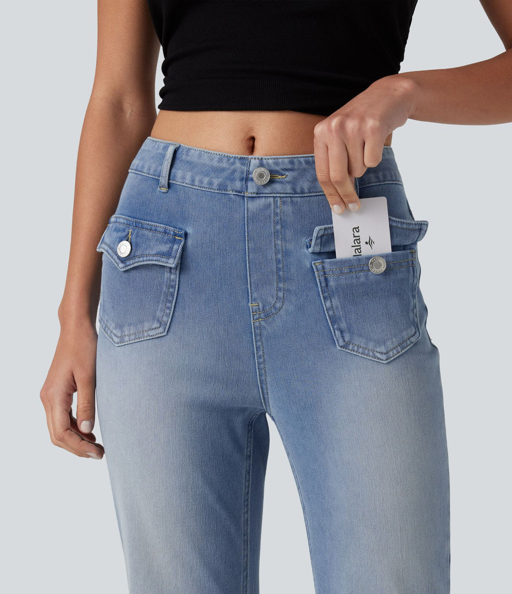 Jean évasé Halara Flex™ décontracté, taille moyenne, à poches