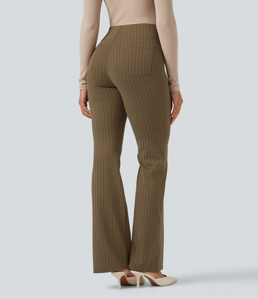 Halara Flex™ Pantalon tailleur évasé à rayures taille haute avec poches