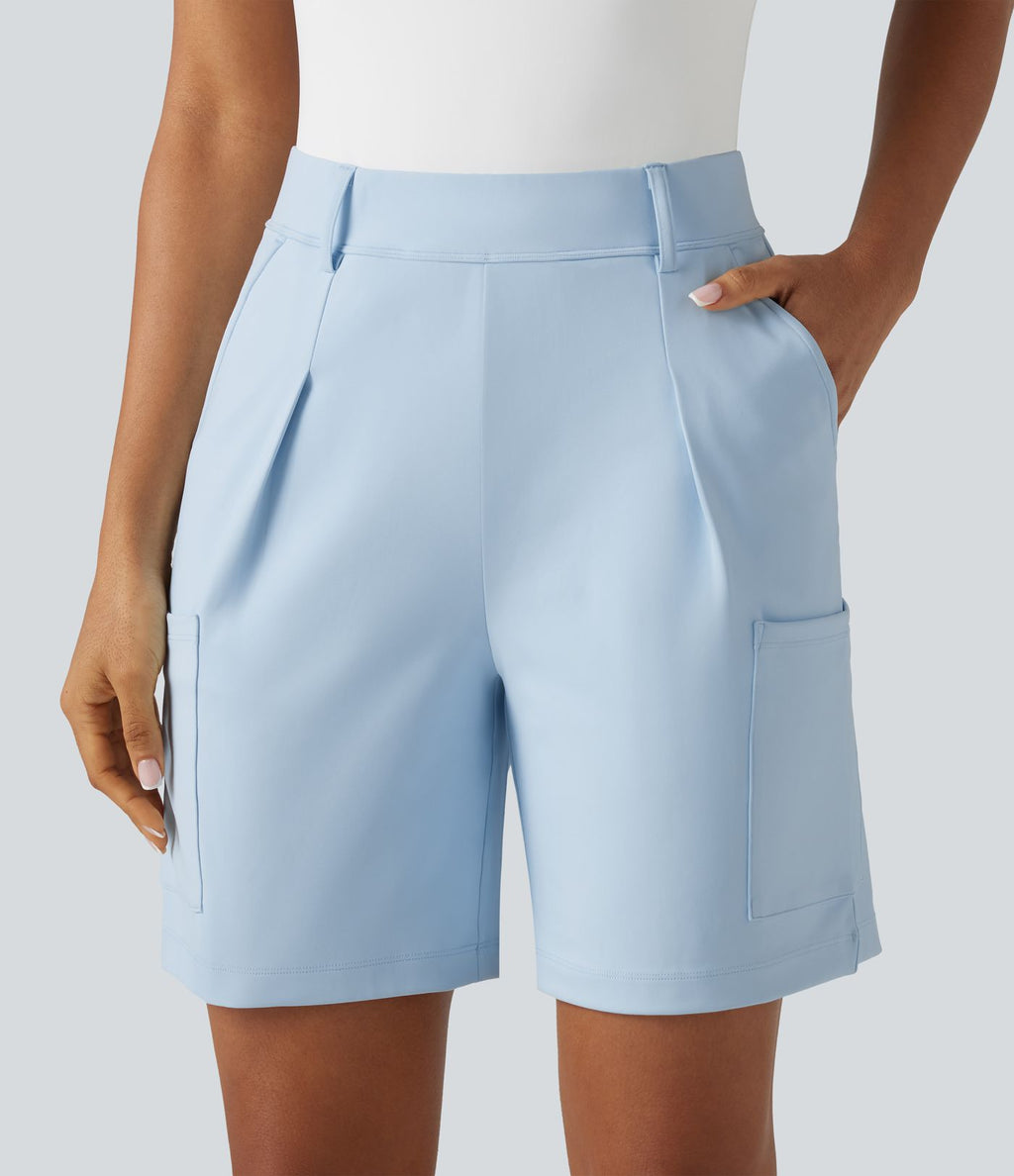 Short tailleur cargo ample à taille haute plissé DayStretch avec poches