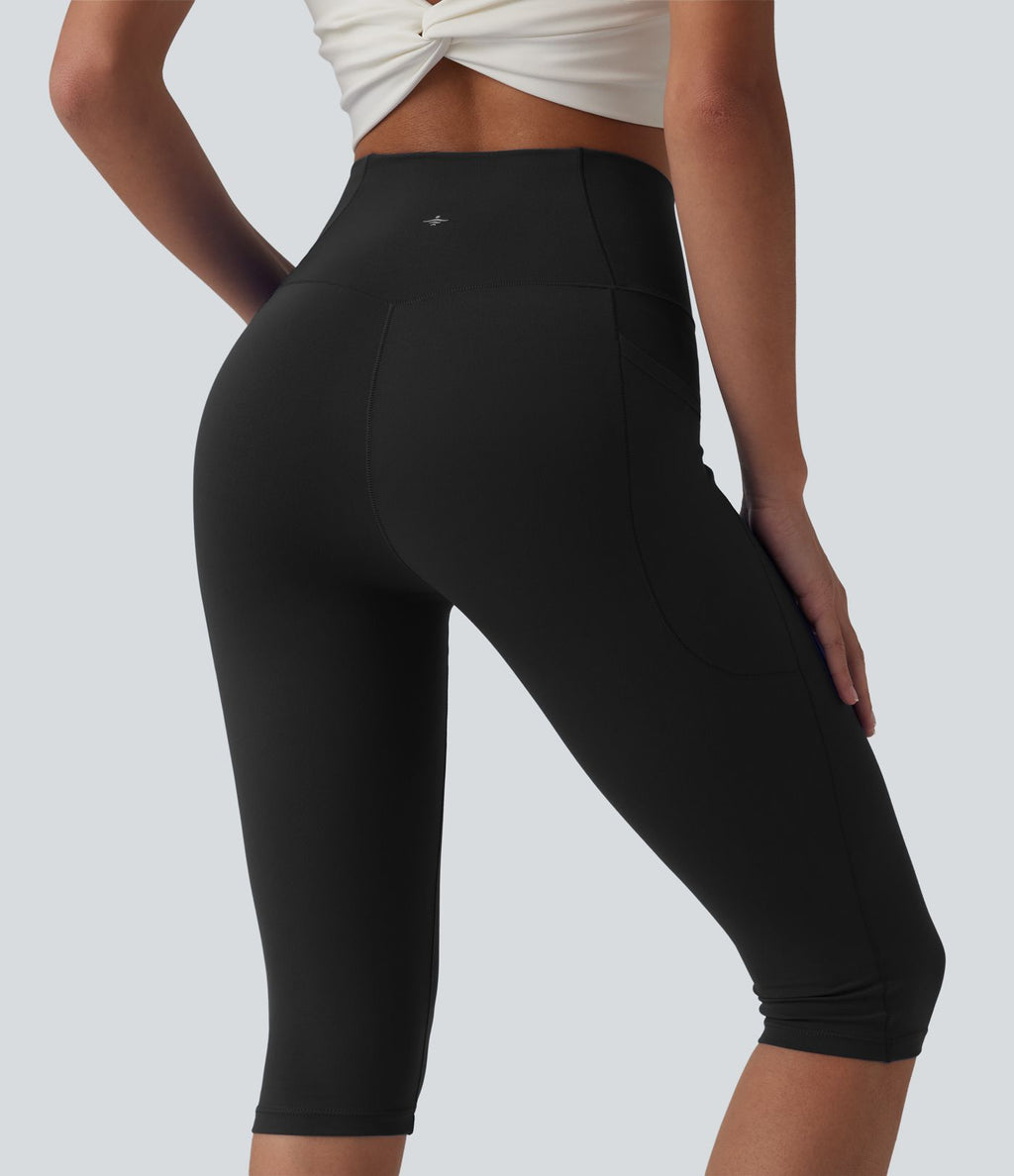 Legging de yoga corsaire SoftlyZero™ taille haute croisé avec poches - UPF50+