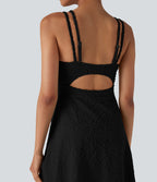 Robe de bain courte 2-en-1 dos nu ajourée