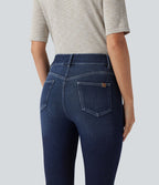 Jean skinny 7/8 décontracté taille mi-haute délavé Halara Flex™ avec poches