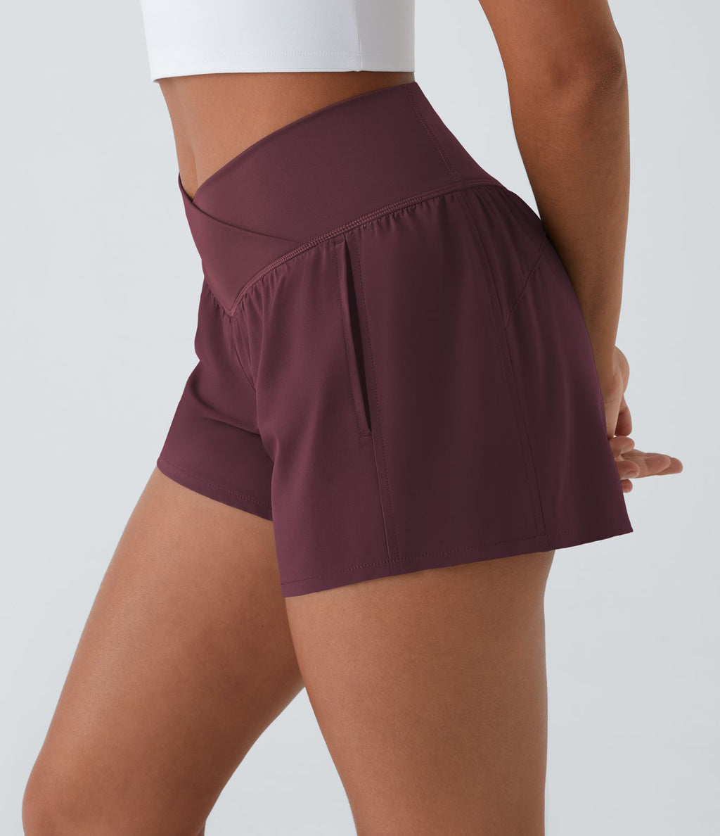 Breezeful™ Shorts 10cm Yoga Séchage Rapide 2 en 1 Taille Haute Poches Latérales Croisées