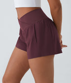 Breezeful™ Shorts 10cm Yoga Séchage Rapide 2 en 1 Taille Haute Poches Latérales Croisées