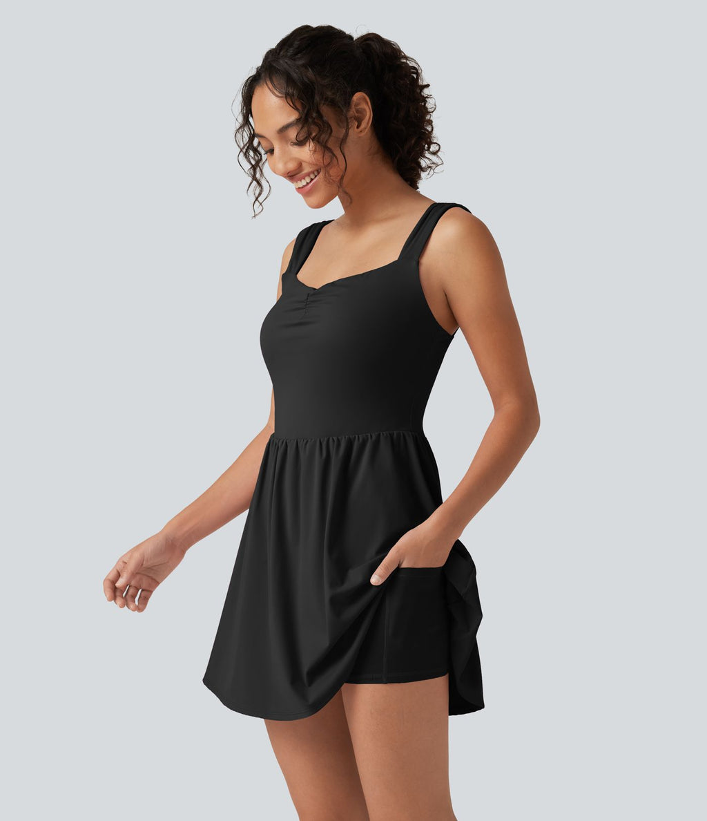 Robe-short mini SoftlyZero™ Plush à encolure cœur avec coussinets amovibles, poches et bonnets B à E, accès facile Easy Peasy