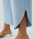 Breezeful™ Pantalon Fluide Vacances Séchage Rapide Taille Haute Croisée Poches Latérales Plissées Fente