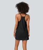 Robe Sport 2 en 1 avec Soutien-Gorge Intégré Dos Nageur Poches Latérales et Coupe Mini