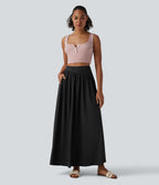 Breezeful™ Jupe maxi décontractée fluide taille haute à séchage rapide avec poches