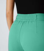 Pantalon de travail Halara Flex™ droit froncé avec poche zippée, taille haute