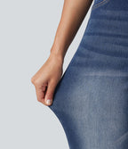 Jean droit taille haute Halara Flex™ délavé avec poches