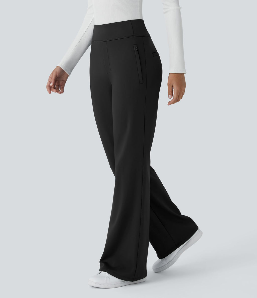 Pantalon tailleur évasé taille mi-haute Halara Flex™ DayStretch avec zip latéral et poches