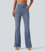Jean flare Halara Flex™ taille haute délavé à rayures avec poches