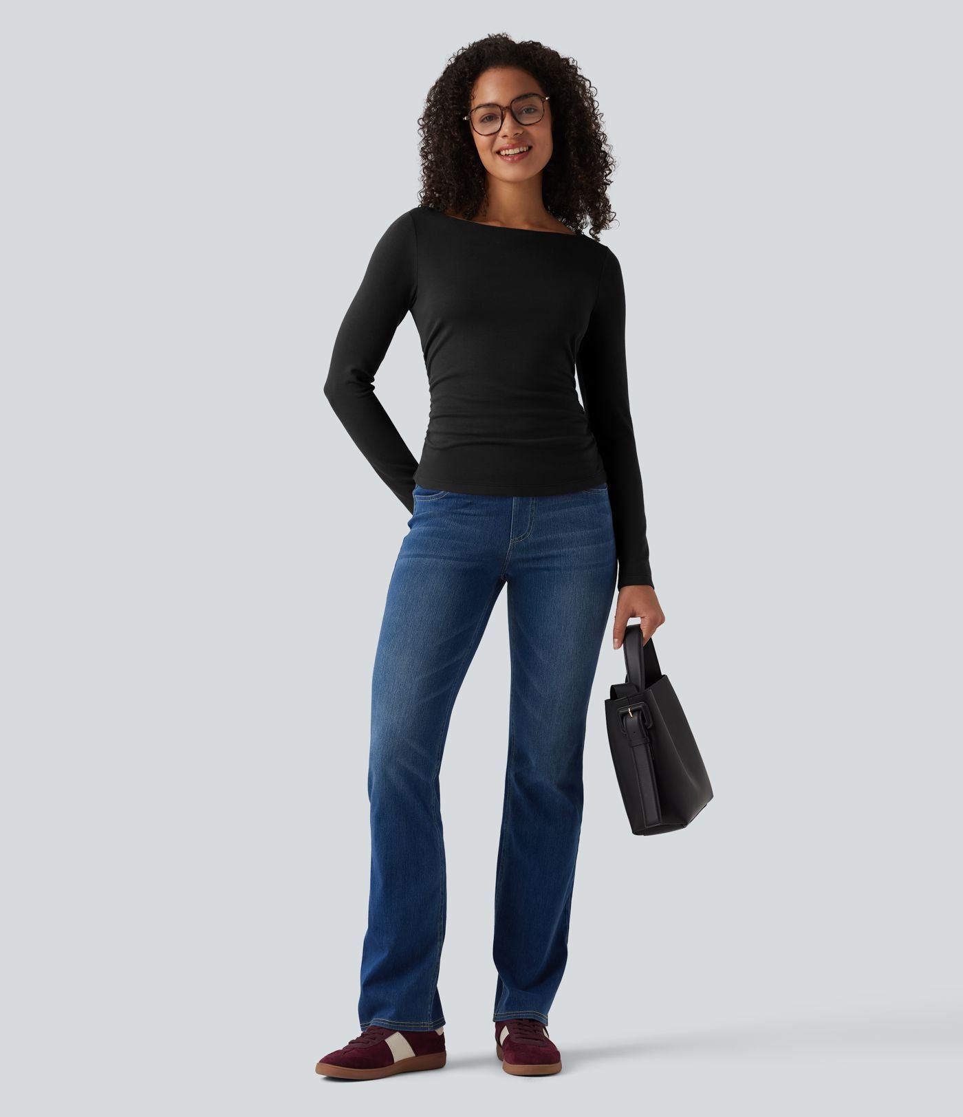 Chemise de travail chauffante Halara HeatCore col bateau manches longues
