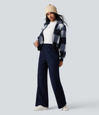 Veste sherpa col montant côtes contrastantes avec fermeture éclair et poches