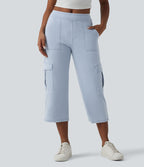 Jean cargo court casual jambe droite taille mi-haute Halara Flex™ avec poches
